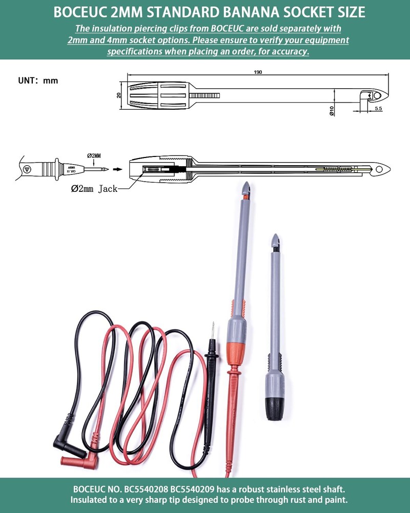 Heavy Duty Wire Piercing Probe Insulation Piercing Clip Set Wire Piercing Too...