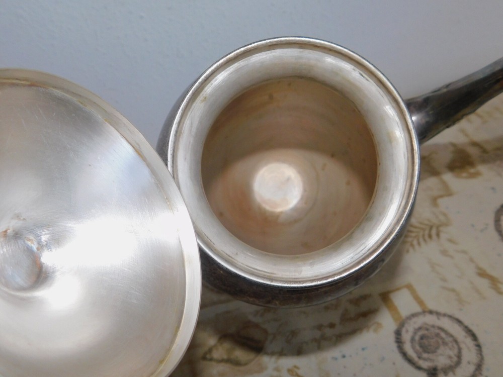 Silver on Copper Silver-plated Coffee Pot Signed 10" Lidded