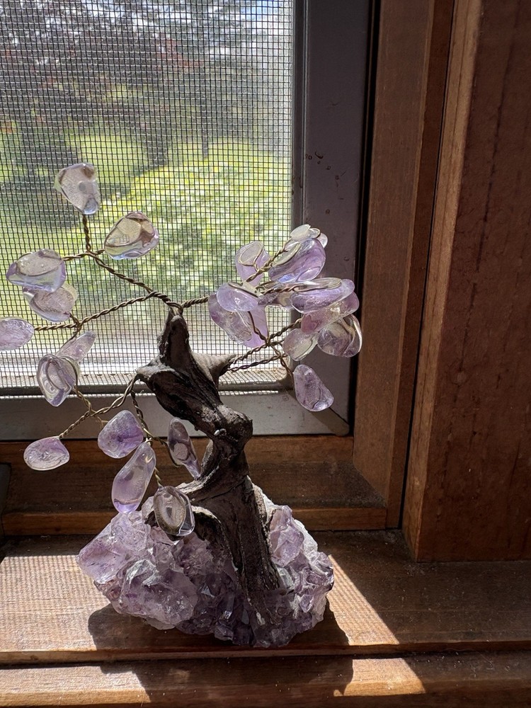 Amethyst Crystal Gemstone Tree with Wire Branches and Amethyst Base