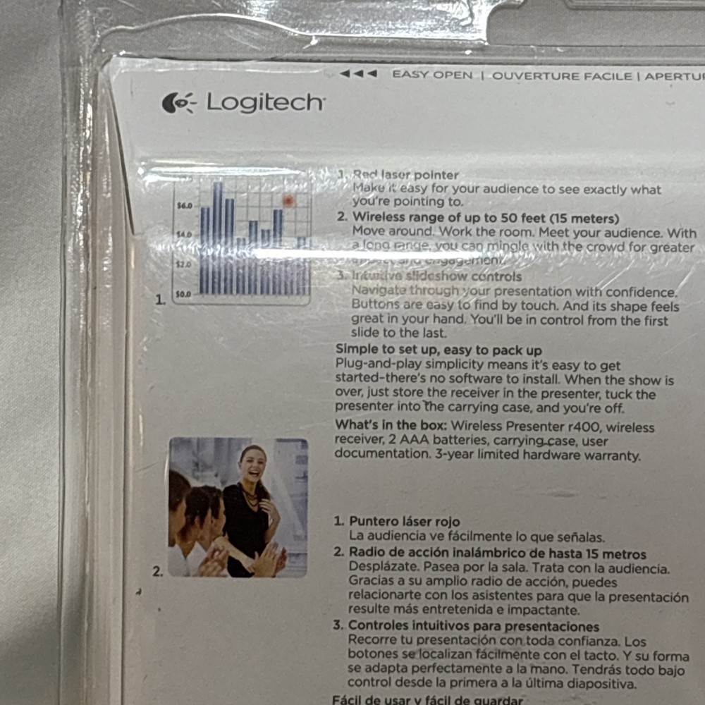 Logitech R400 Presenter Remote Control & Laser Pointer Black 910-001354