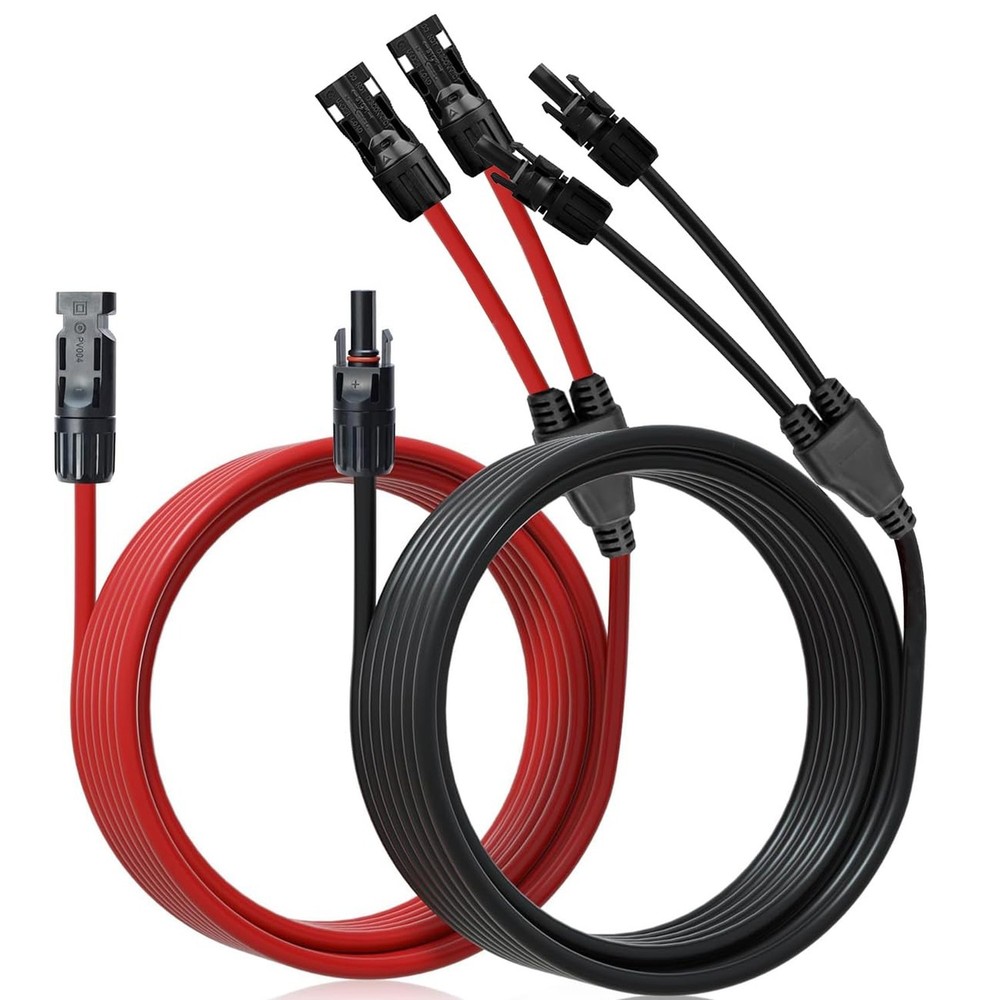 Solar Panel Extension Cable 10FT 10AWG, Solar Connectors Y Branch Parallel Ad...