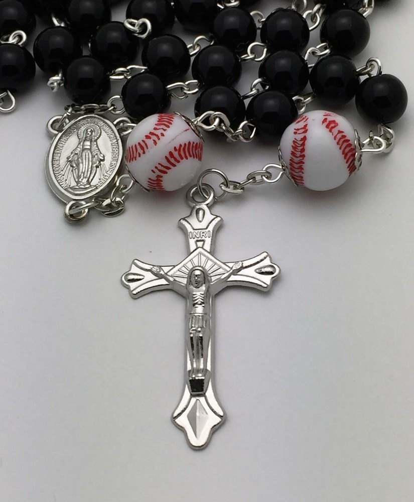 Sports Catholic Rosary Beads - Baseball