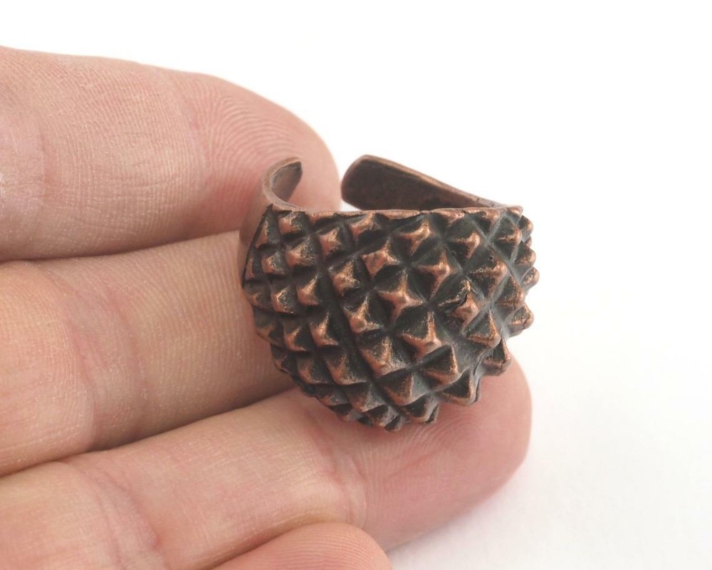 Adjustable Ring Antique Copper Plated brass 8.5US Boho Punk Ring 2838