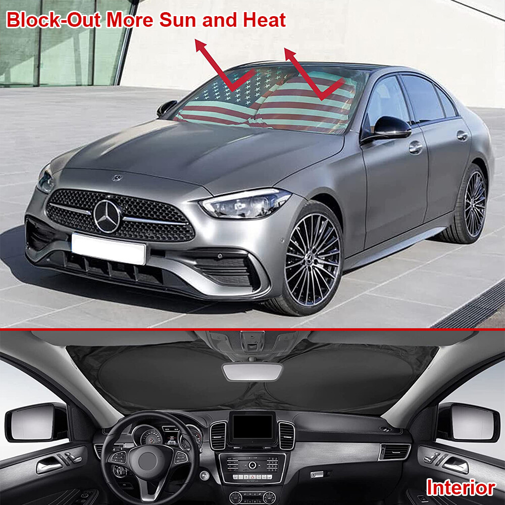 Car Windshield Sun Shade Window Sunshade Visor UV Block Protector American Flag
