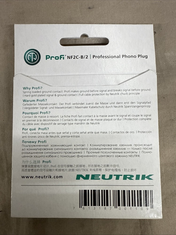 Neutrik NF2C-B/2 Profi Professional RCA Plug Pair