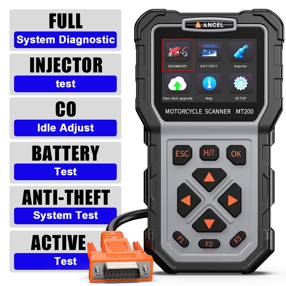 Motorcycle Scanner Full System Diagnostic Scan Tool CO Idle Adjust Battery Test