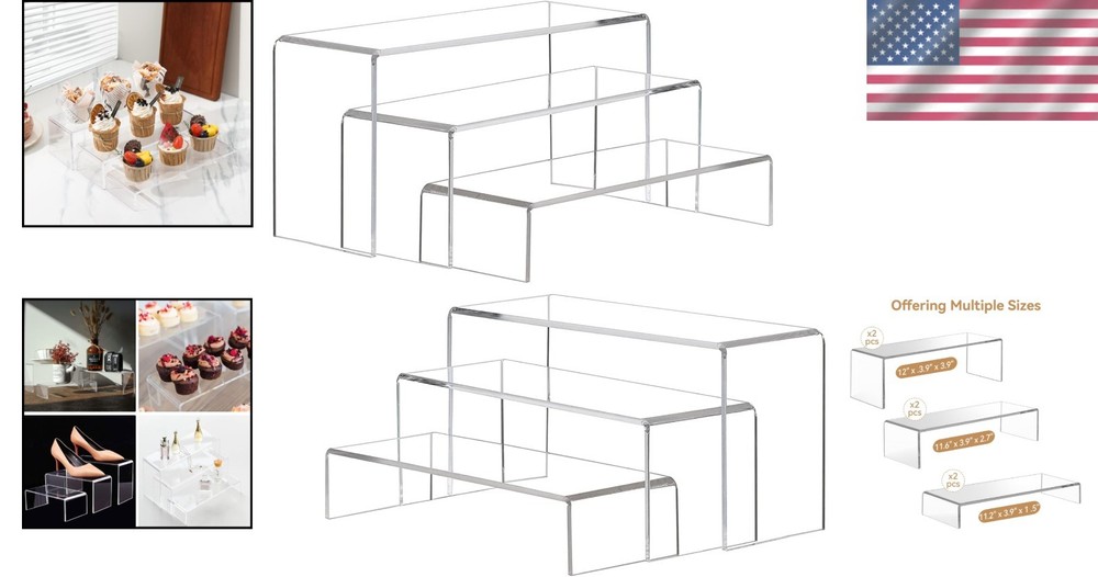 Clear Acrylic Retail Display Risers - 6 Pack