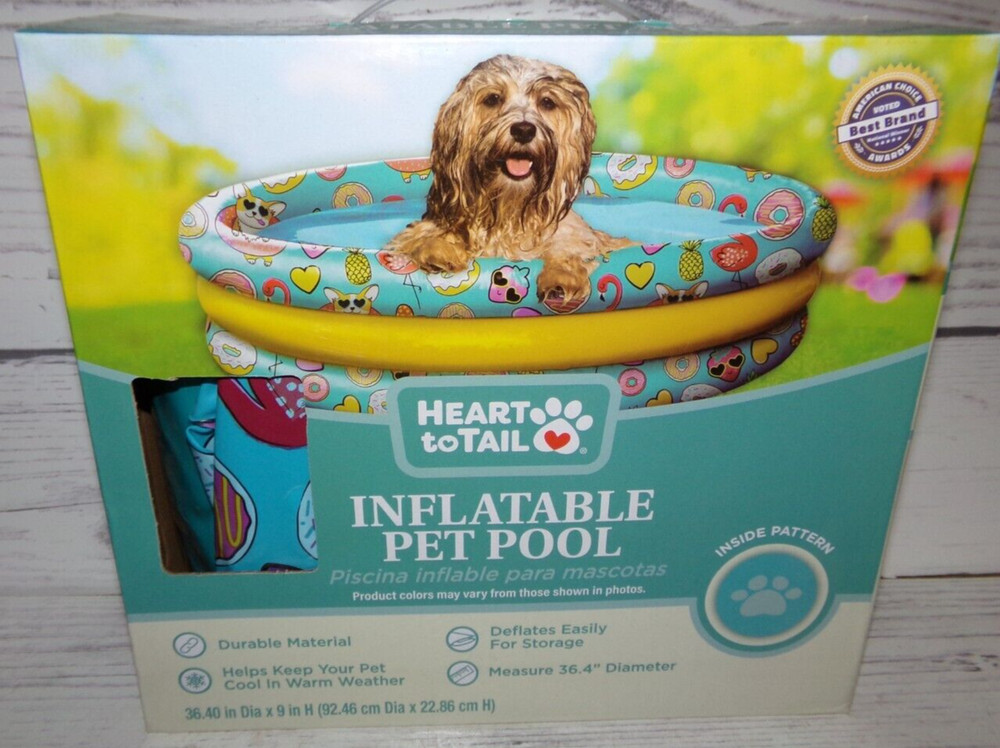 NEW Heart To Tail Inflatable Pet Pool Fun Pattern 36.4" in Diameter