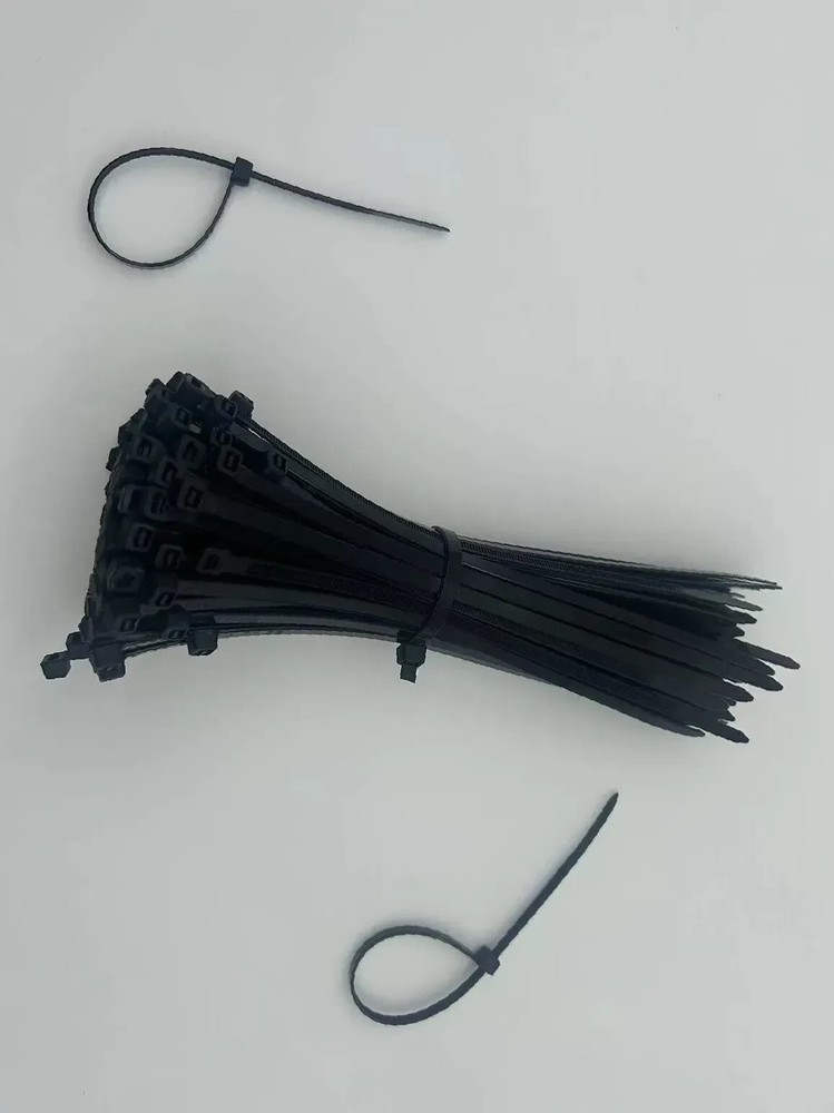 Multipurpose Black Cable Ties - 100PCS 8-Inch Self-Locking Zip Ties, 40lbs