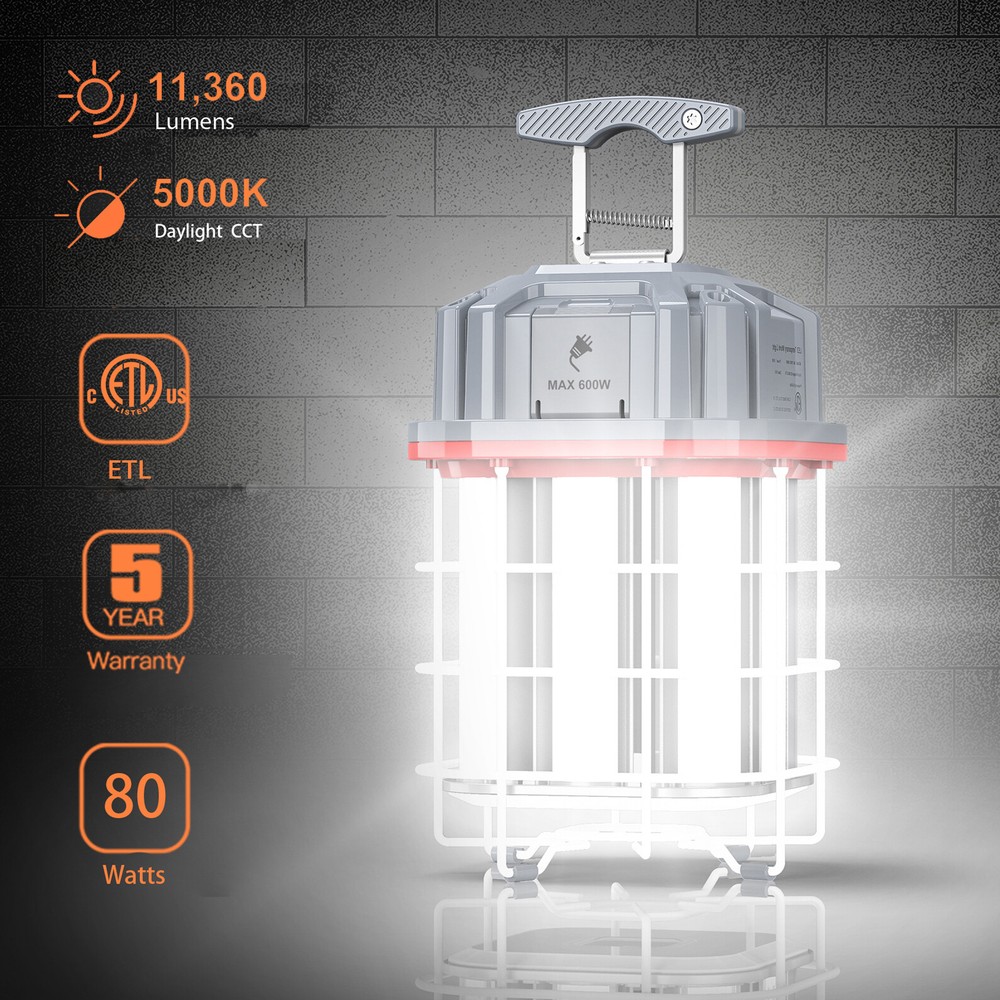 KUKUPPO 80W LED Temporary Work Light 11360lm Linkable Construction Lights 5000K