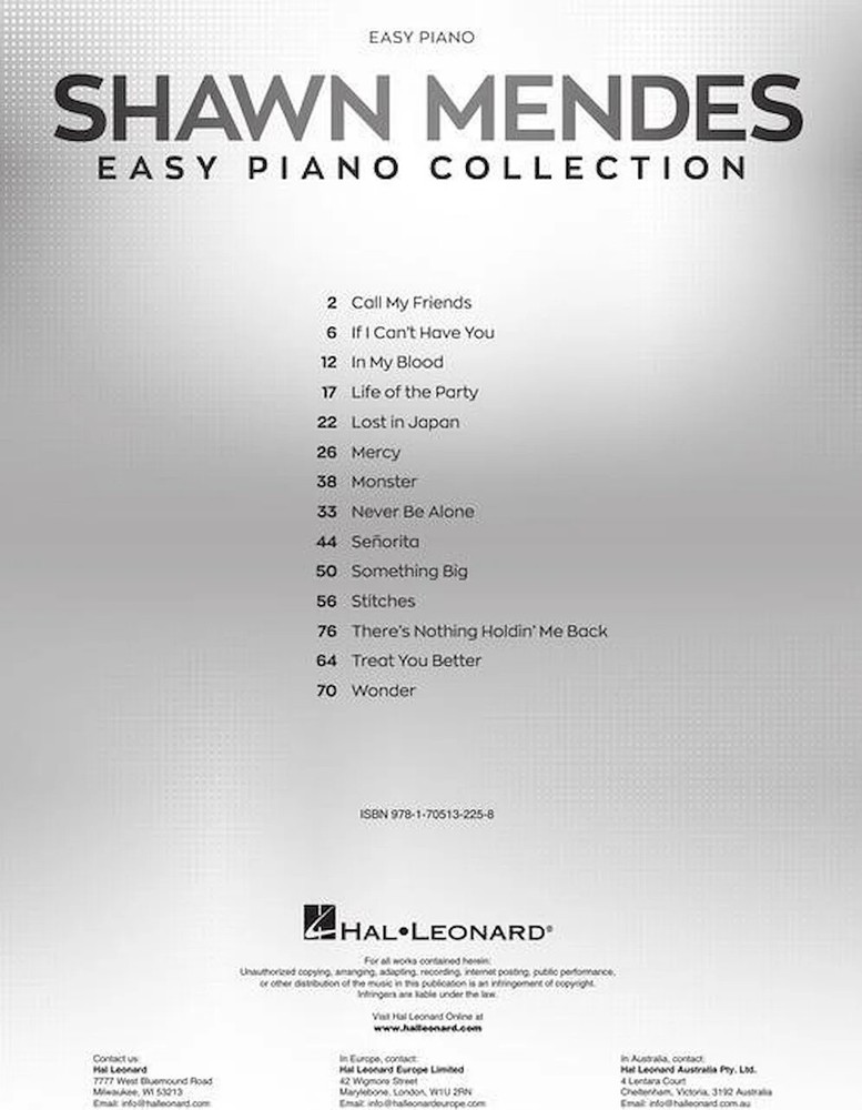 Shawn Mendes - Easy Piano Collection