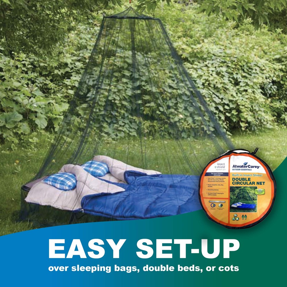 Double Circular Bed Mosquito Net Treated with Insect Shield Permethrin Bug Repel