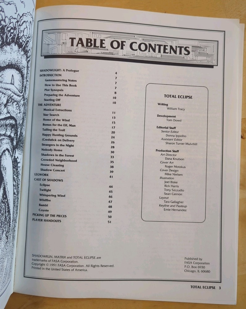 Shadowrun: Total Eclipse FASA 7308 RPG Module 1991 1st Edition VG Condition