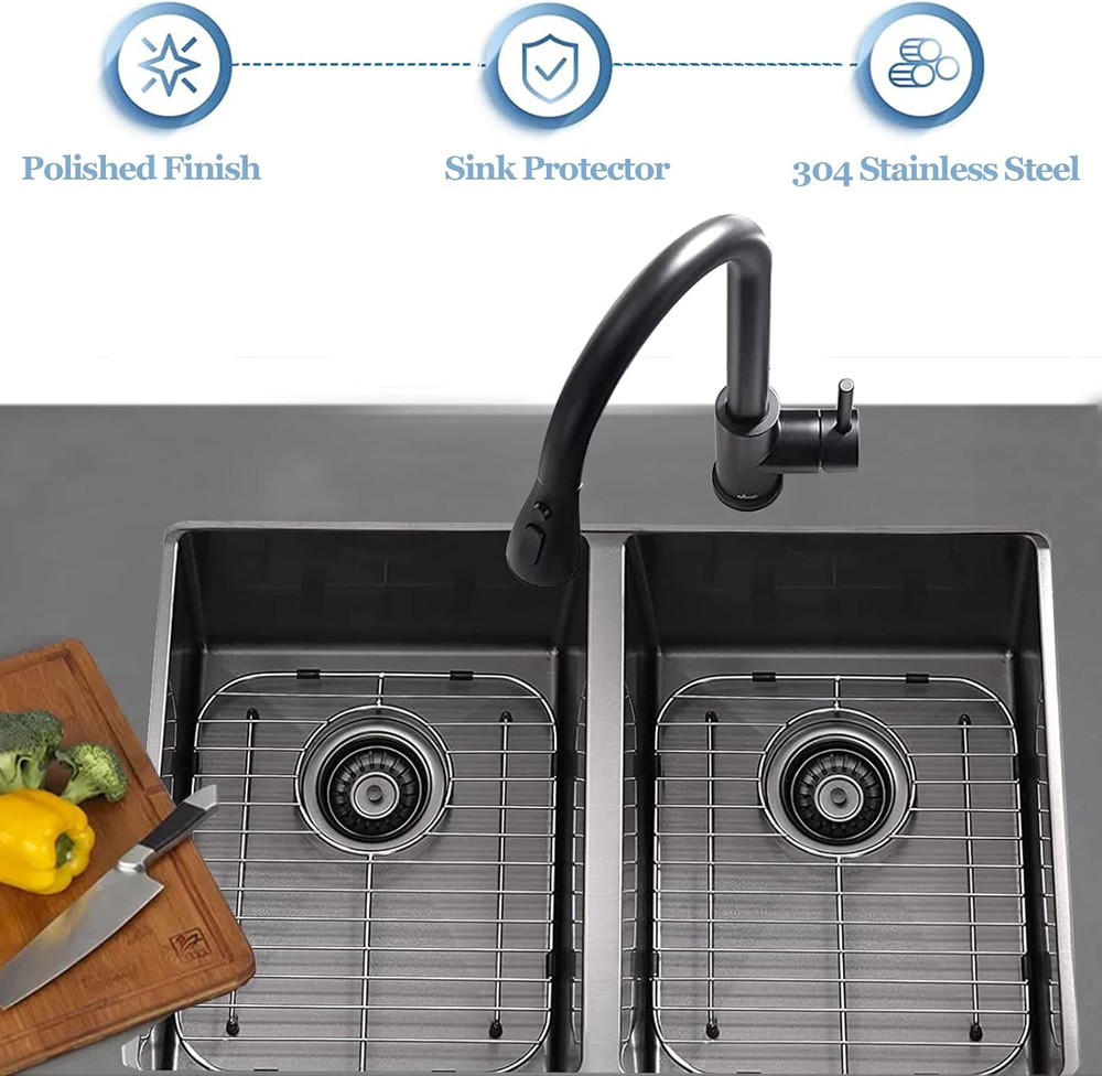 Sink Protectors for Kitchen , Universal Double Bowl Bottom Grid