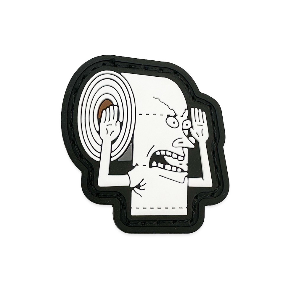 TP Beavis - I Am Cornholio White PVC Ranger Eye Hook and Loop Patch - 1.5" Tall