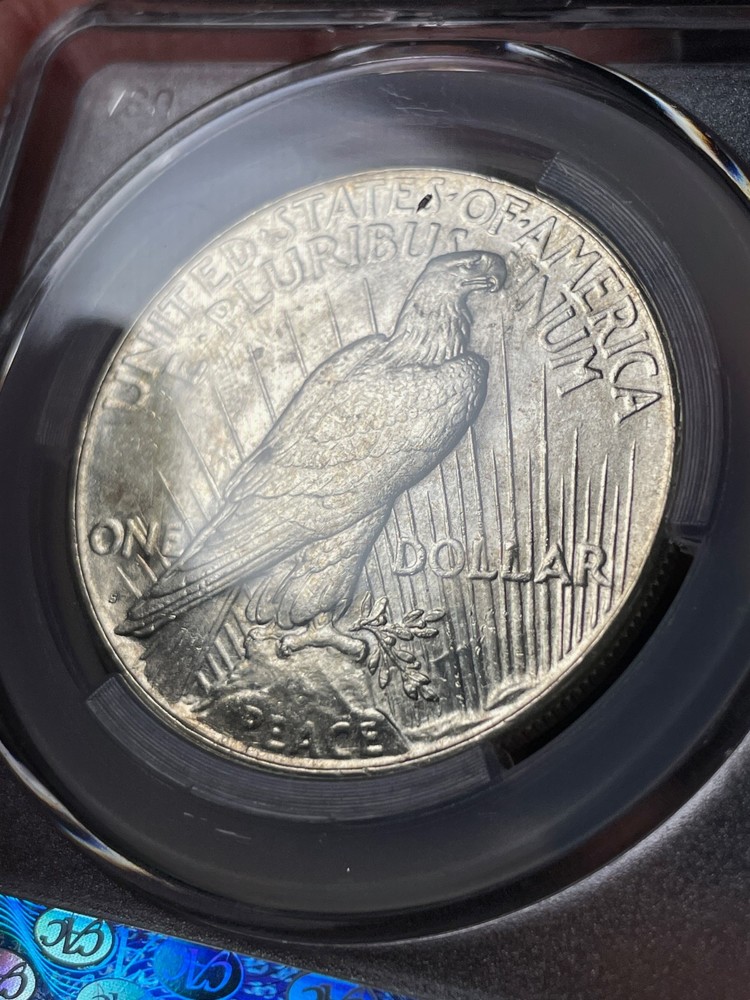 1922-S CACG MS63 Peace Silver Dollar Better Date Flashy Reverse
