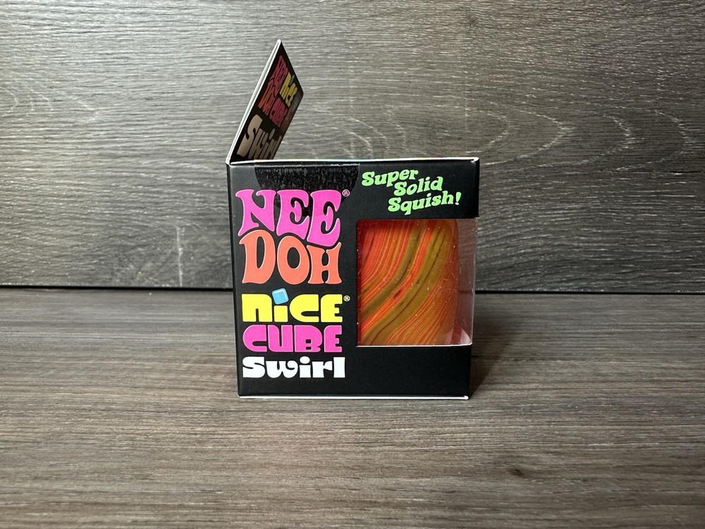 ORANGE YELLOW Schylling NeeDoh Nice Cube Swirl. Super Solid Squish AUTHENTIC