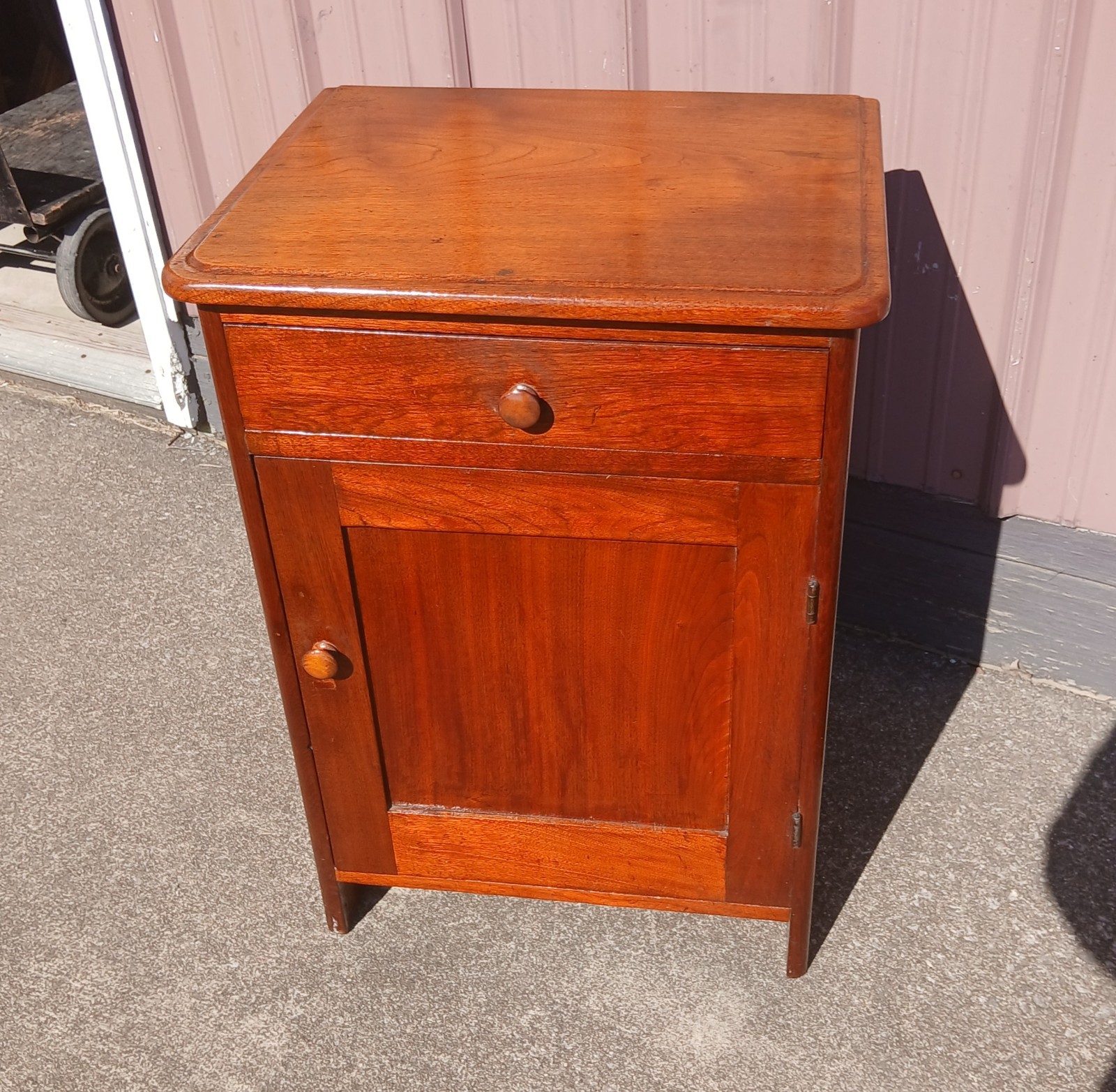 Antique Walnut One Door Wash Stand Commode with Drawer 1870s