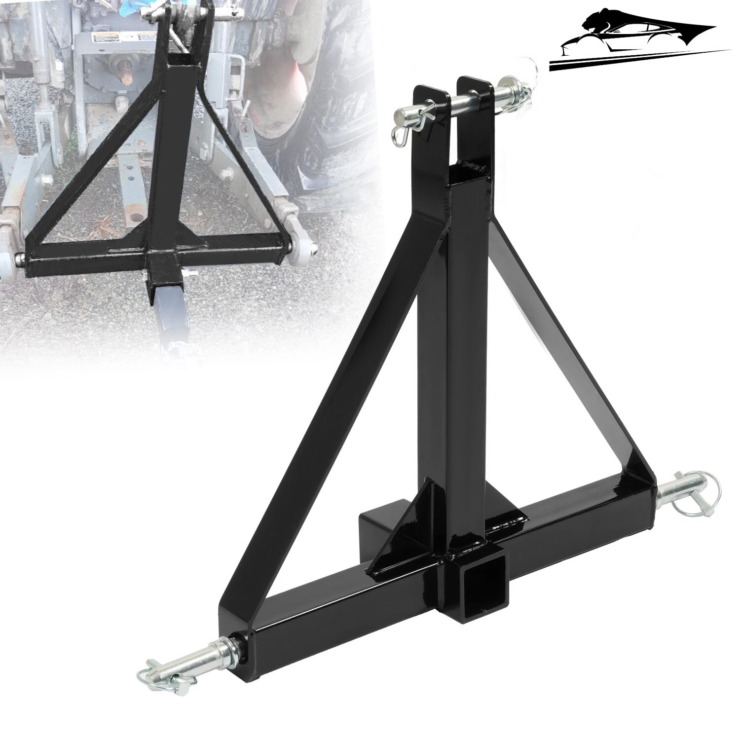 3 Point 2" Hitch Receiver Trailer Category 1 Tractor Tow Drawbar Adapter Steel