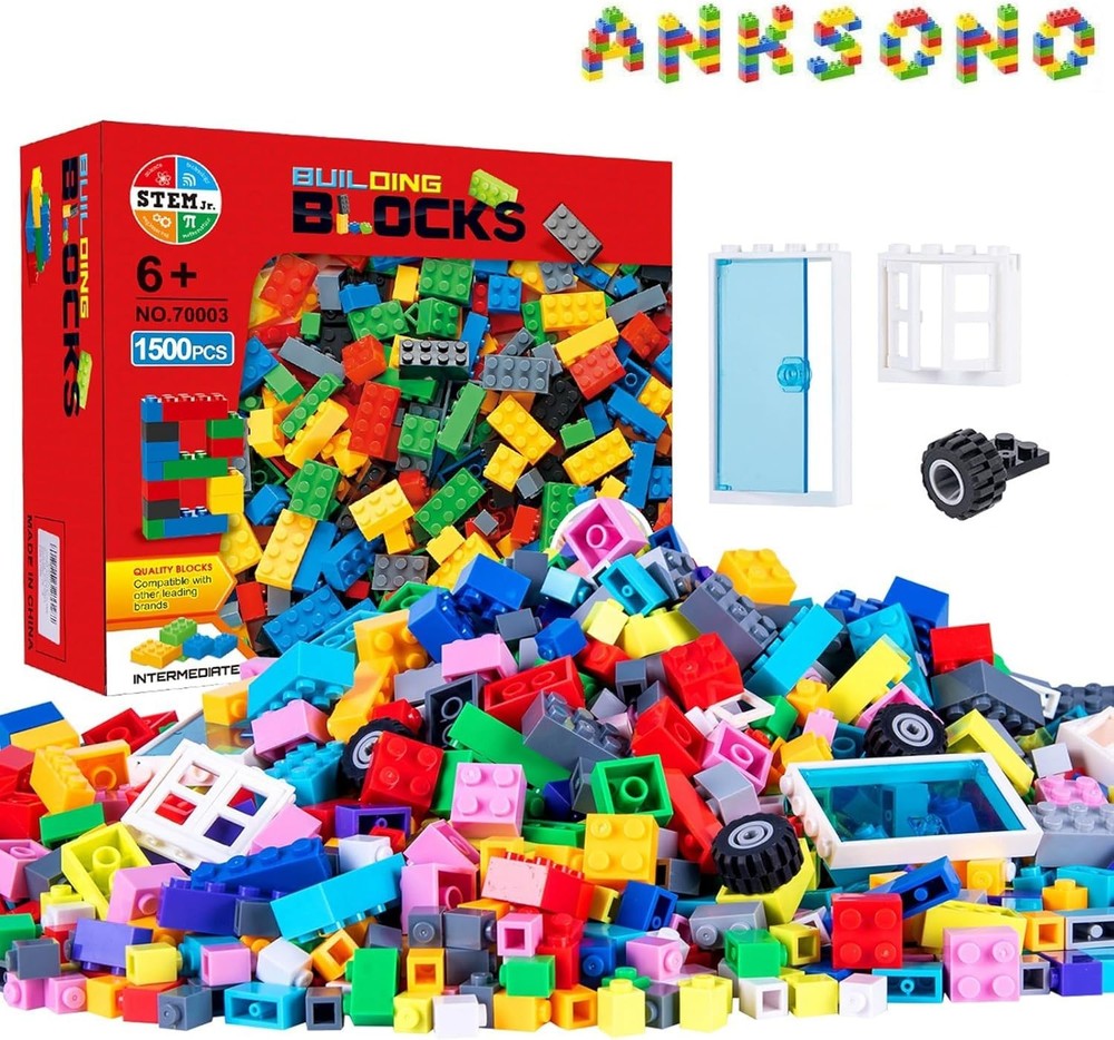 1500-Piece Building Bricks Set with Accessories