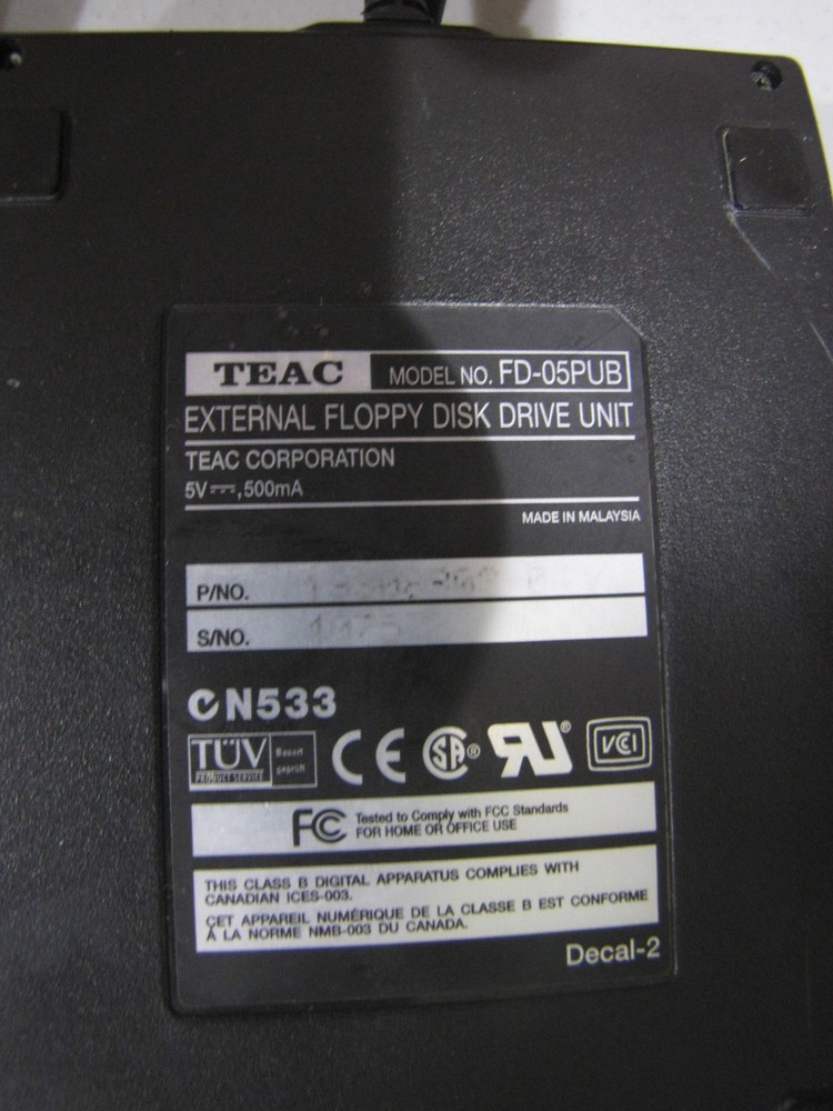 TEAC FD-05PUB 3.5" Floppy Disk Drive USB Unit