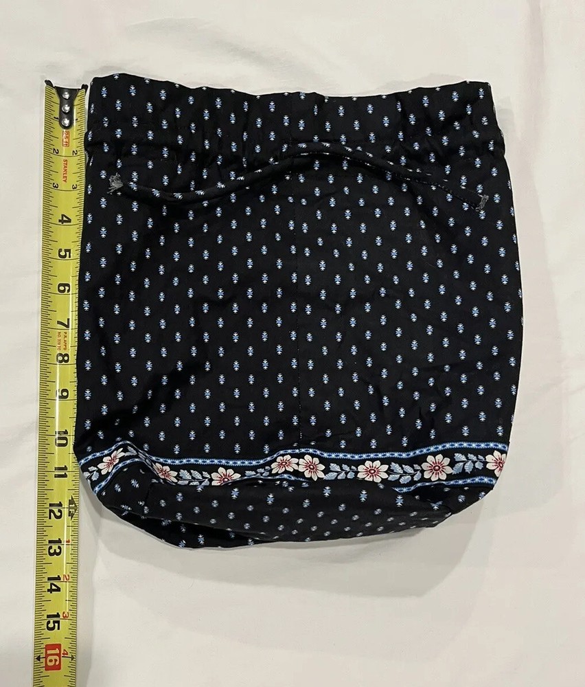 Vera Bradley Lined Ditty Drawstring Bag in Alpine Black Pattern Made in USA