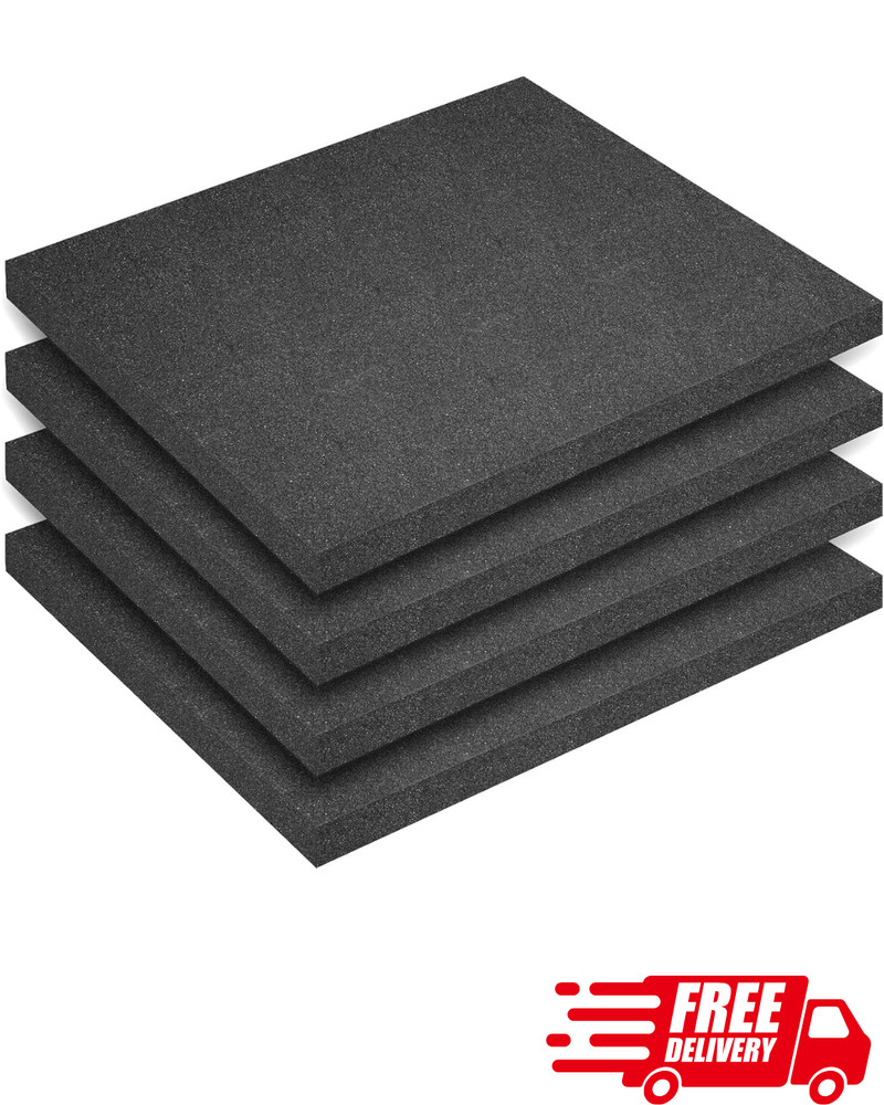 4 PCS Polyurethane Foam Inserts Cuttable Packing Sheets Black 16x12x0.5 Inch