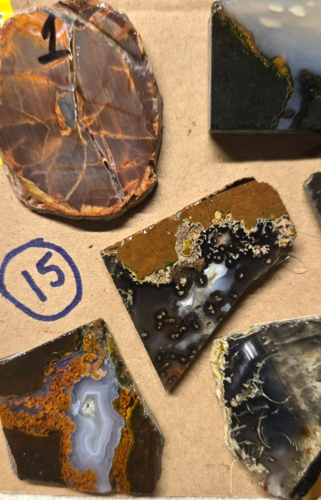 Assorted Thunderegg Agate Slices, Cabochon Preforms, Slabs, 10 Pcs, Flat 15