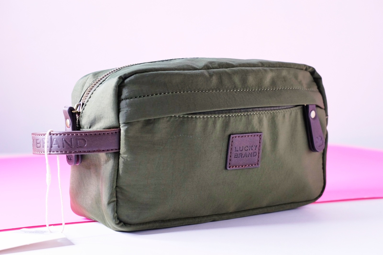 Lucky Brand Organizer Bag Travel Pack Toiletry Dopp Kit Olive Green