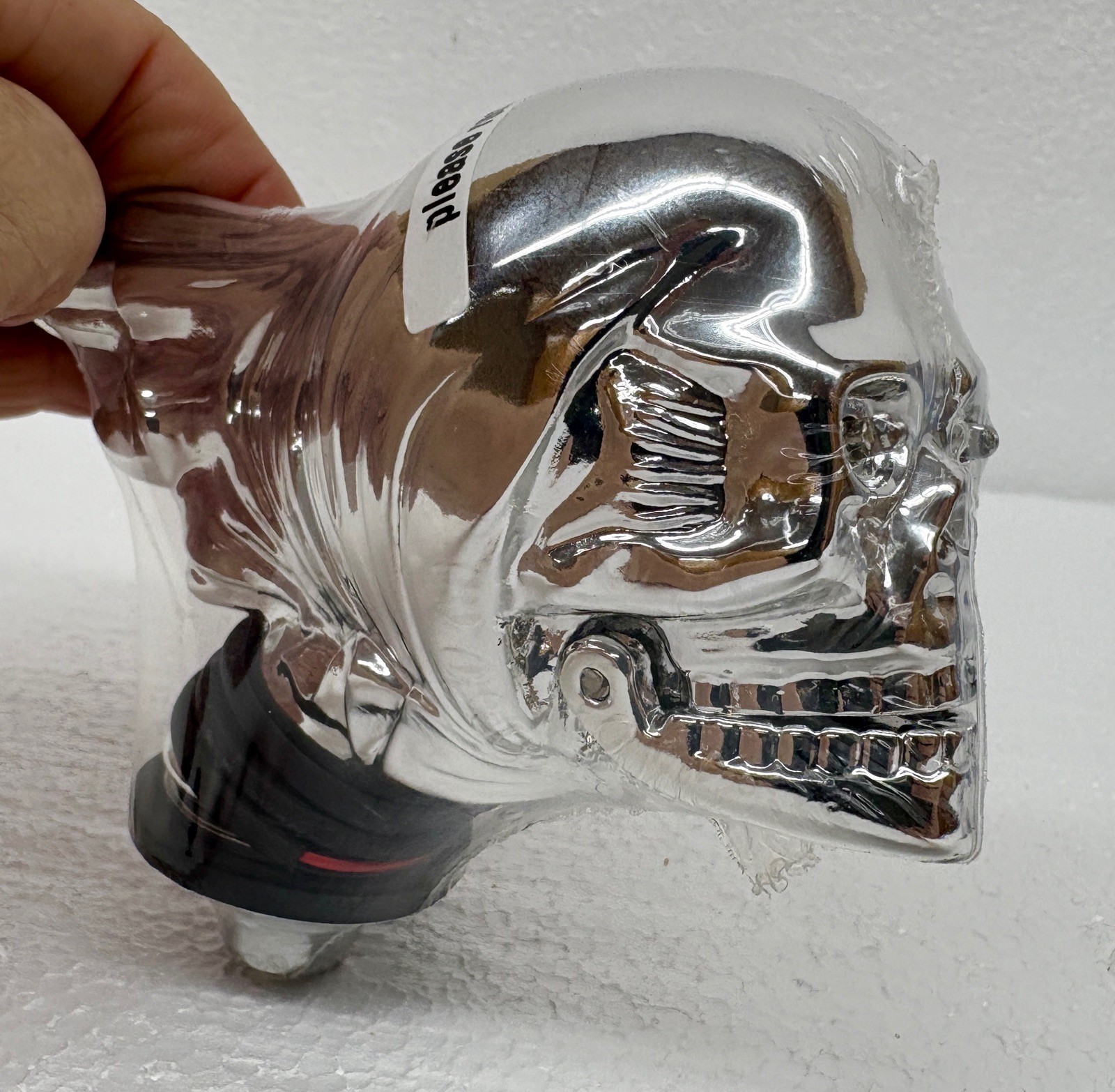 NEW NOS Vtg Flying Skull Chrome Motorcycle Bike Fender Ornament w/ Red LED Eyes