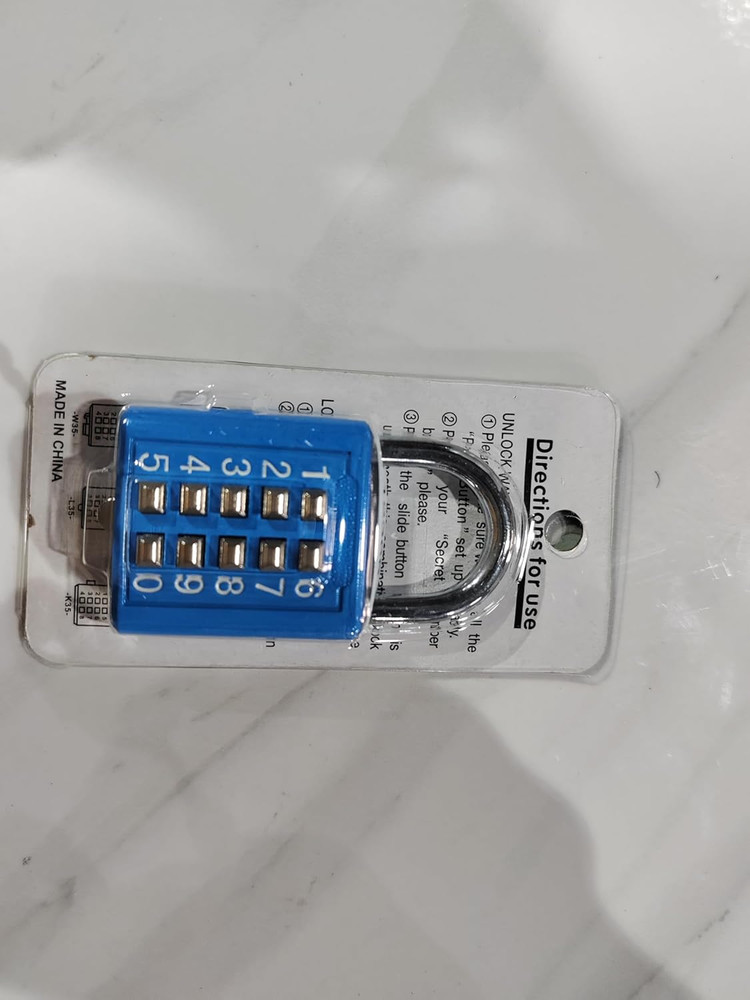 10 Position Button Combination Padlock, 5 Position Locking Mechanism, Bluexi15:1