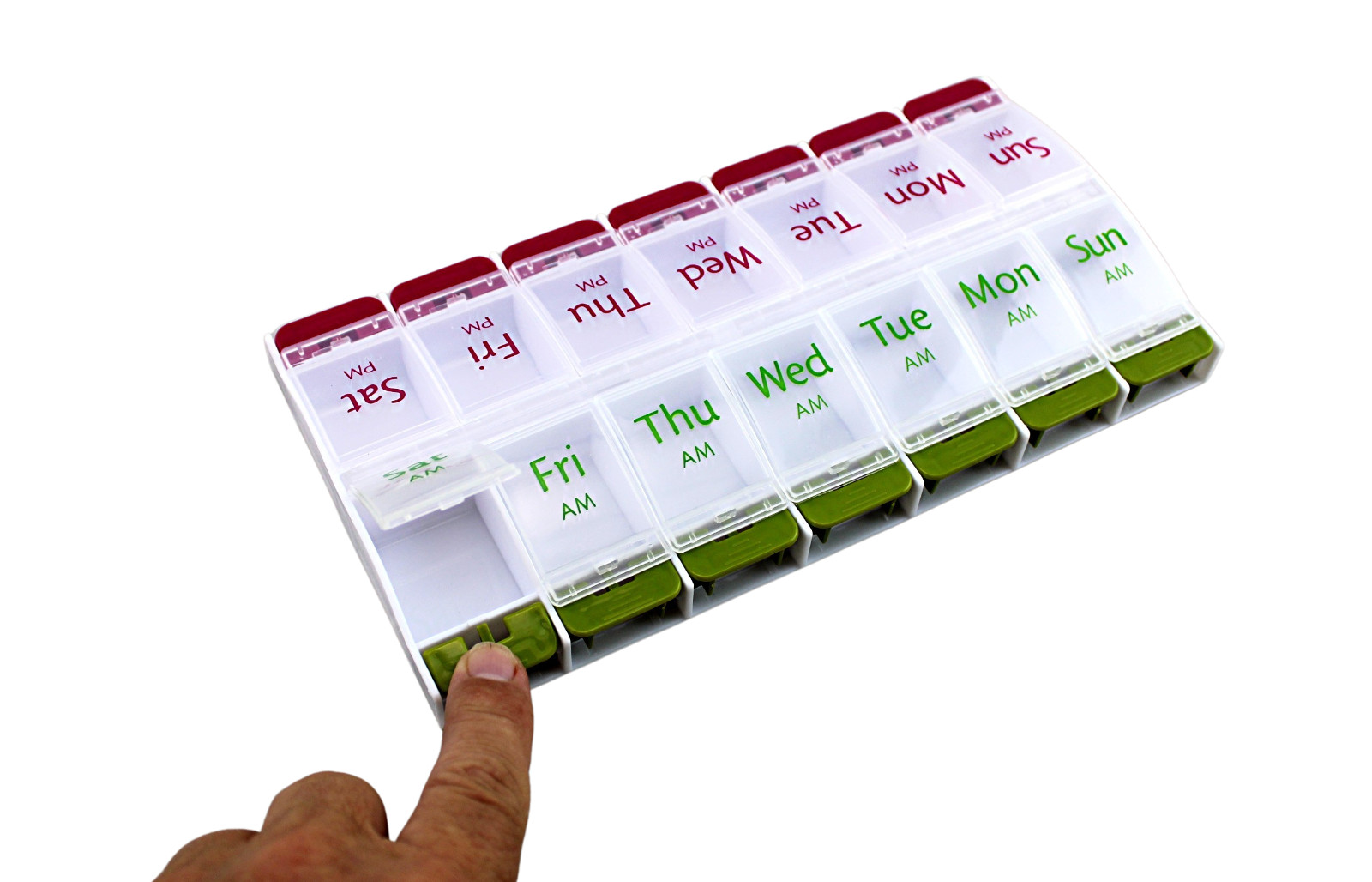 Jumbo Extra Large 8" x 4.25" Pill Organizer 7 Day 2 Times a Day Weekly Pill Box