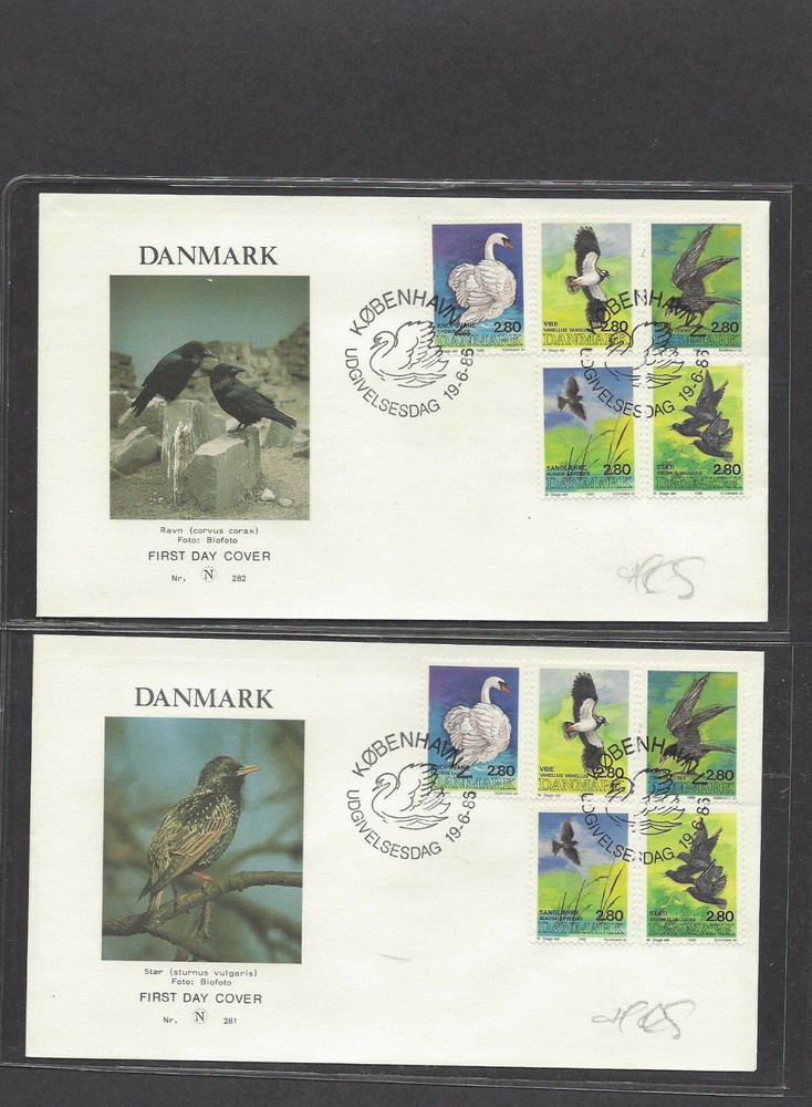 DENMARK 1986 5 FDC STER RAVN KNOBSVANE VIBE SANGLARKE BIRDS