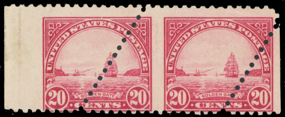567, Mint NH 20¢ Golden Gate Diagonal Misperf Error Pair - Stuart Katz