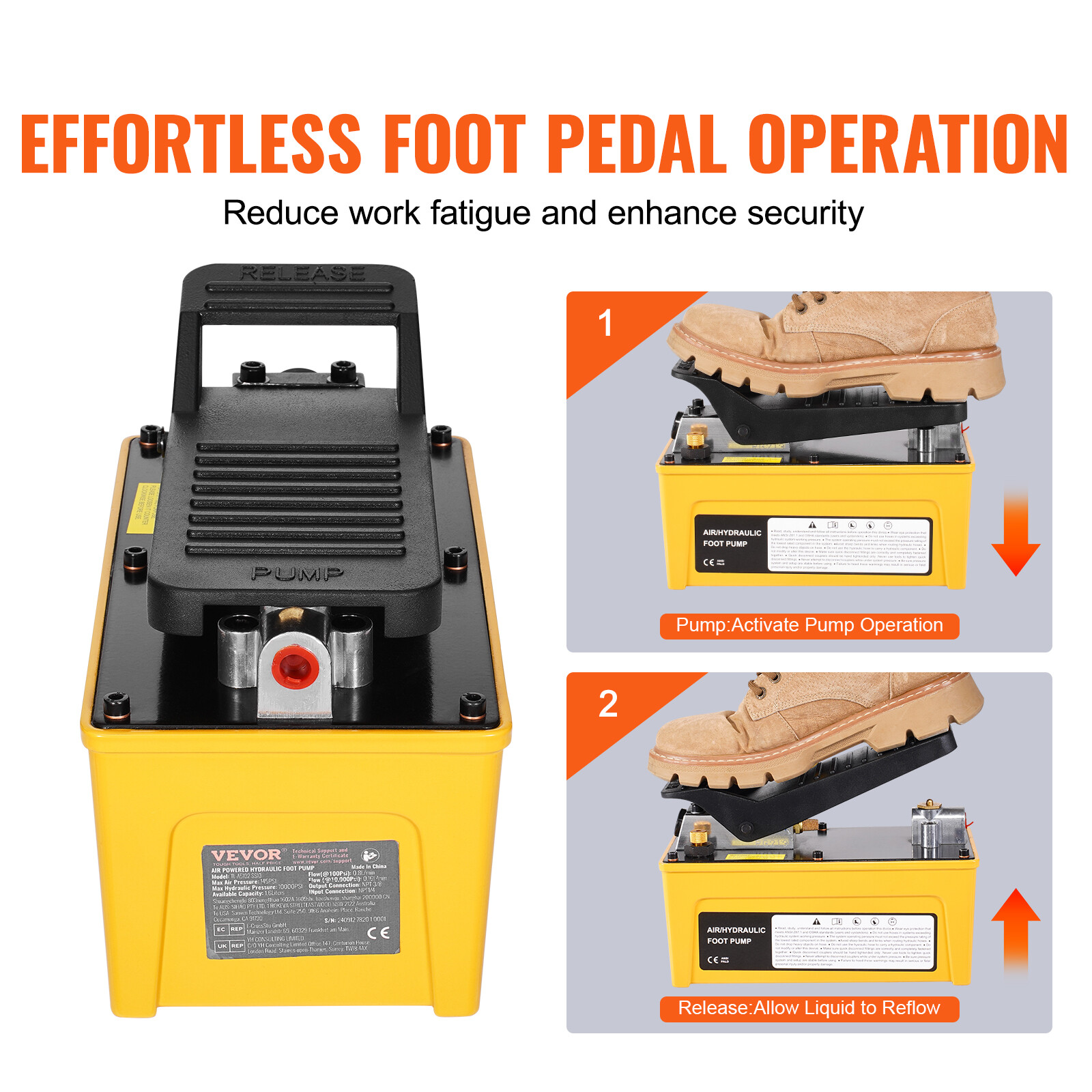Air Hydraulic Pump Air Actuated Foot Pump 10,000PSI Frame Machine Pump