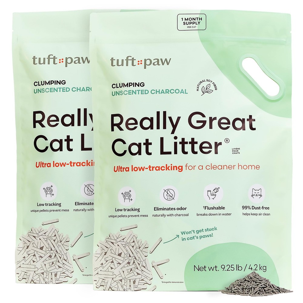 Tuft & Paw Really Great Cat Litter Low Tracking Tofu Cat Litter Clumping Flus...