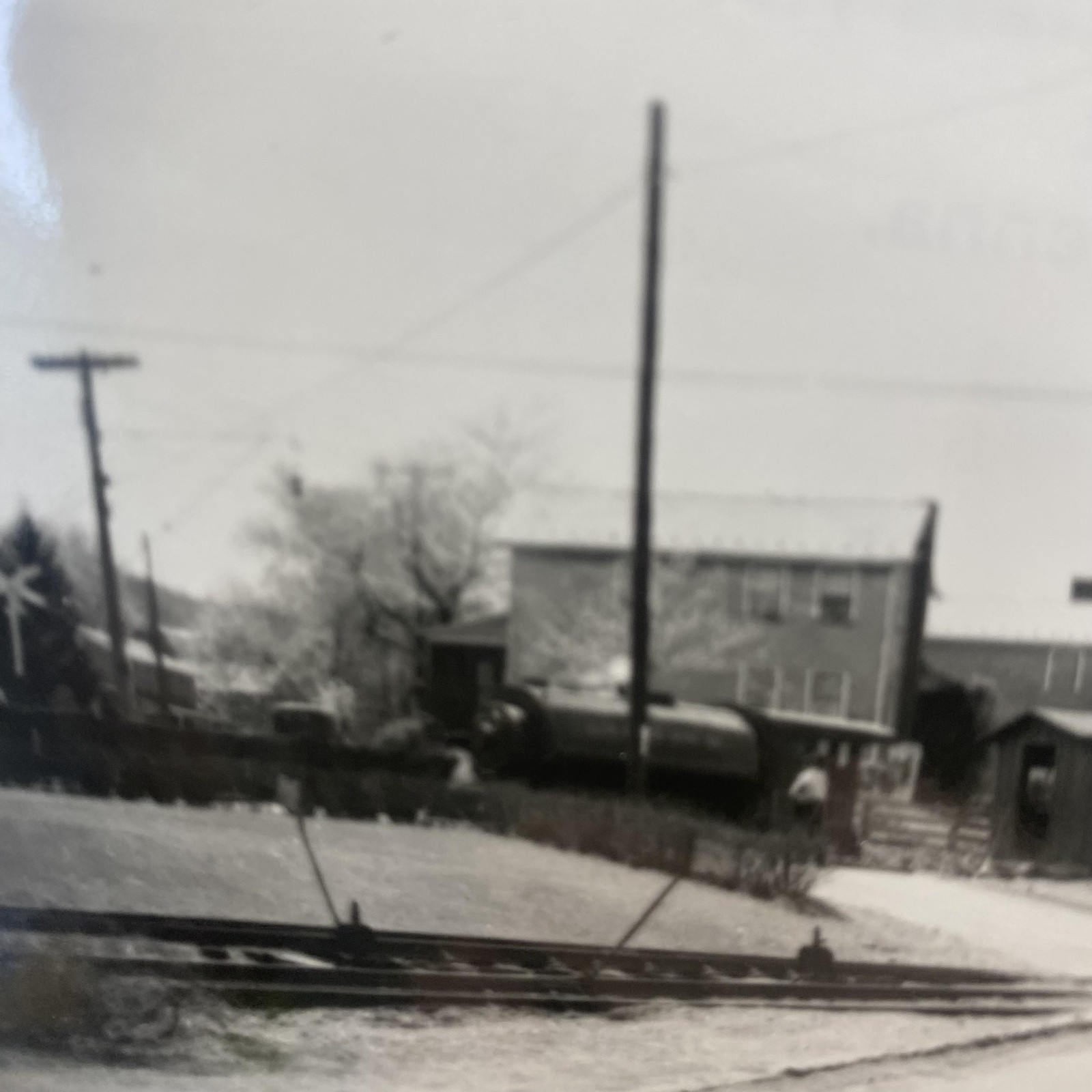 Vintage Railroad Crossing Cars Lackawanna Reading Photo 4x5 B&W Gelatin Original