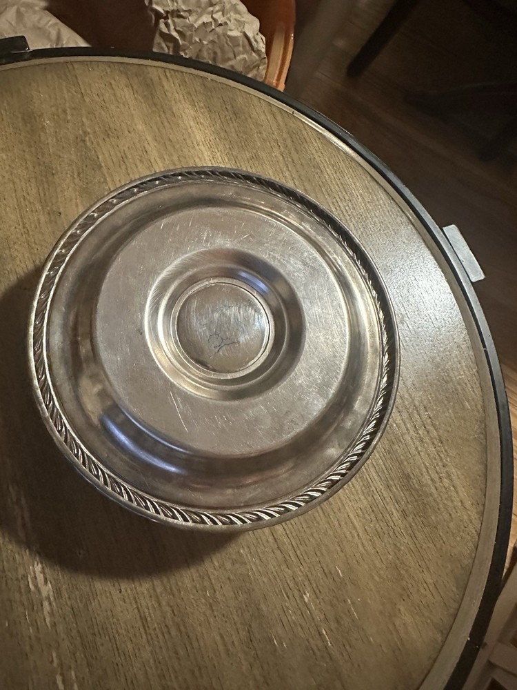 Silver Plated Dip Bowl With Attached Underplate