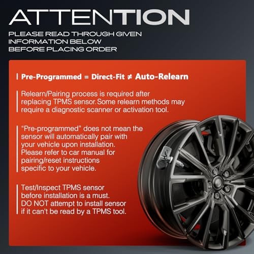 4PCS Pre-Programmed TPMS Sensor Tire Pressure Monitoring Sensor - Compatible