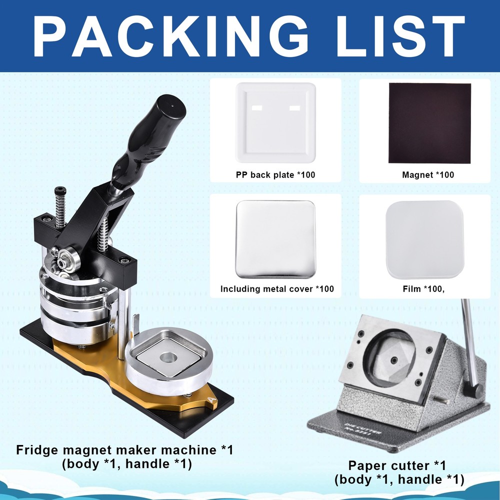 2X2" Square Fridge Magnet Maker Machine Photo Magnet Making KIT Button Maker