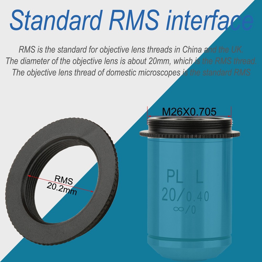 RMS to M26 Microscope objective Adapter Ring M20 to M26 Adapter Interface