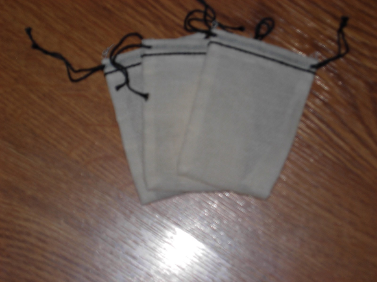 50 (2.75x4) Muslin Navy Hem and Navy Double Drawstring Bags