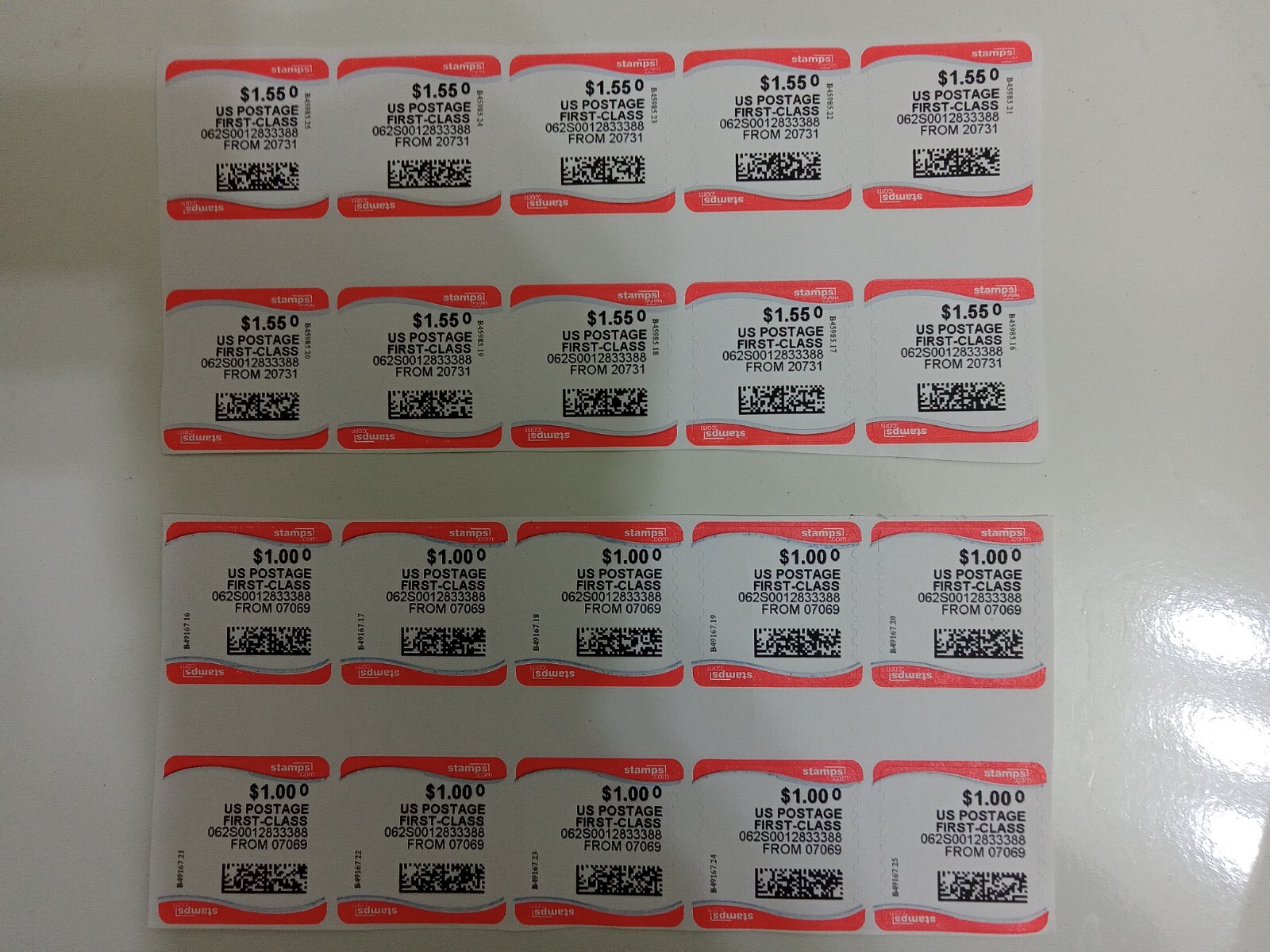 Discount Stamps Low Prices 30 Each!!! $1.00 $1.55 $2.20 $5.00 Two Day Shipping.