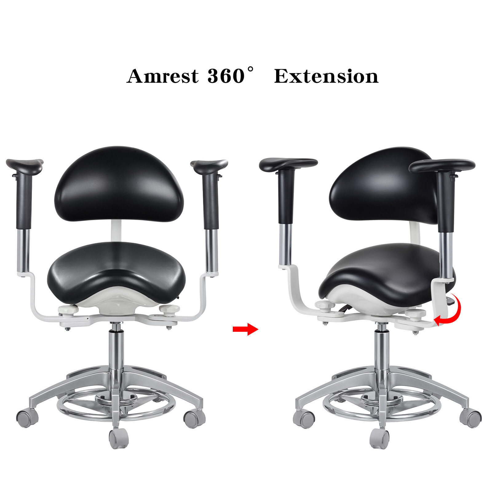 Dental Dynamic Microscope Chair Ergonomic Doctor Saddle Chair Foot Control USA