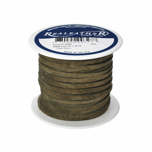 Suede Craft Lace Dark Olive 1/8" x 25 yds. Realeather Silver Creek