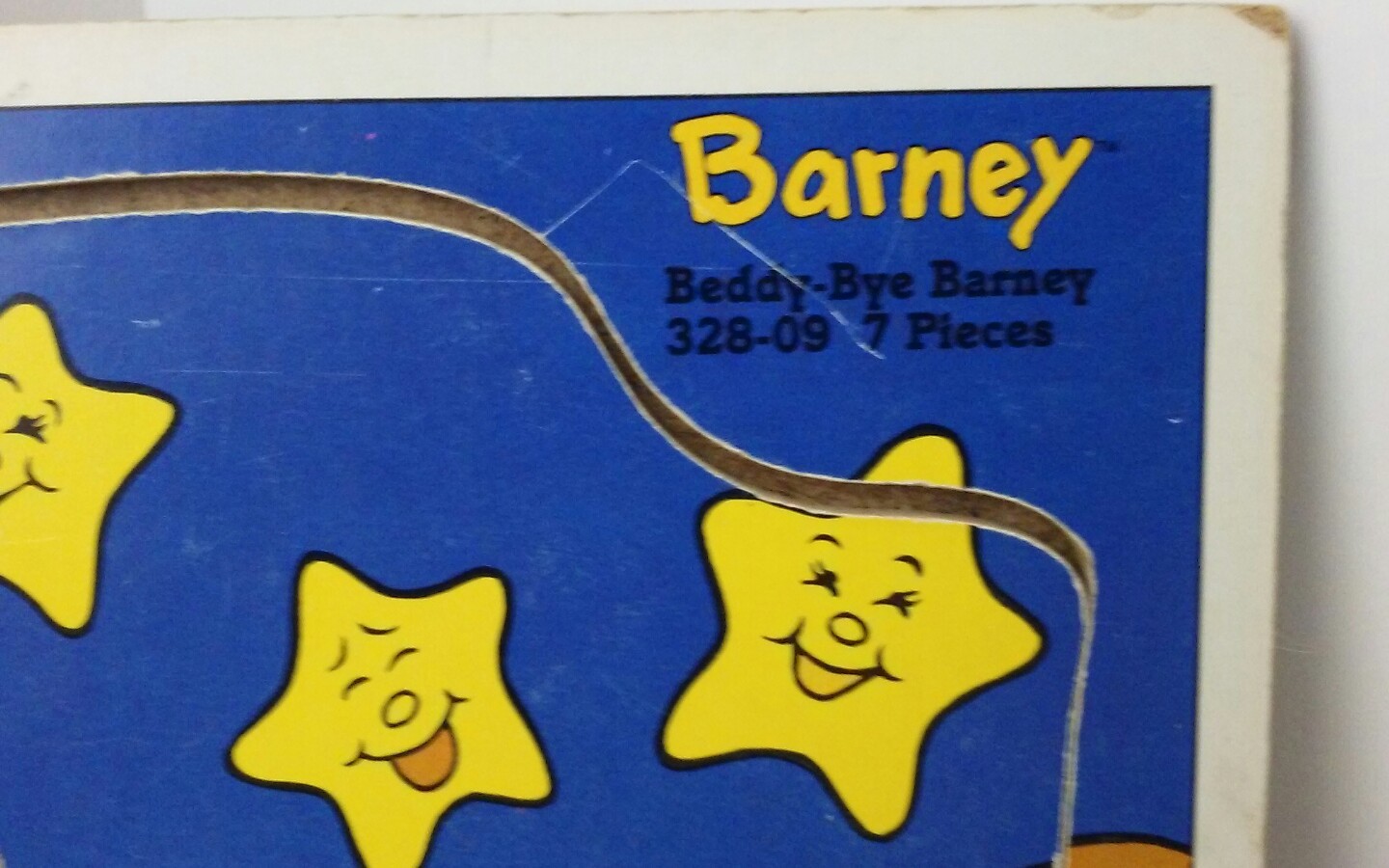 Playskool Barney Wooden Puzzle 1993 Beddy Bye Barney 7 pieces