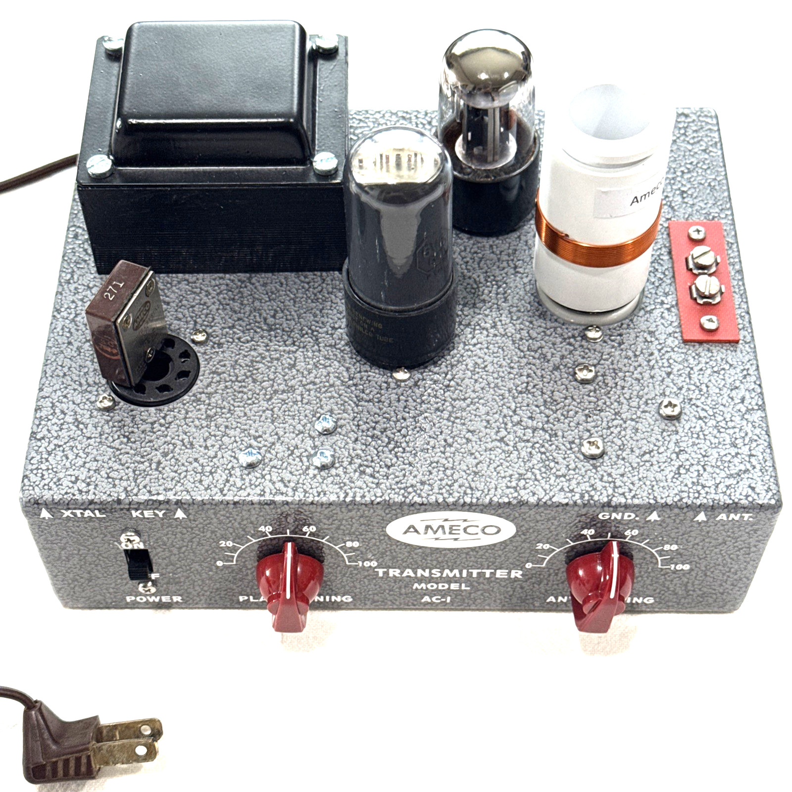 AMECO®  AC-1T CW transmitter-FINISHED REPLICA  for 80/40/30/20m Burgundy Knobs