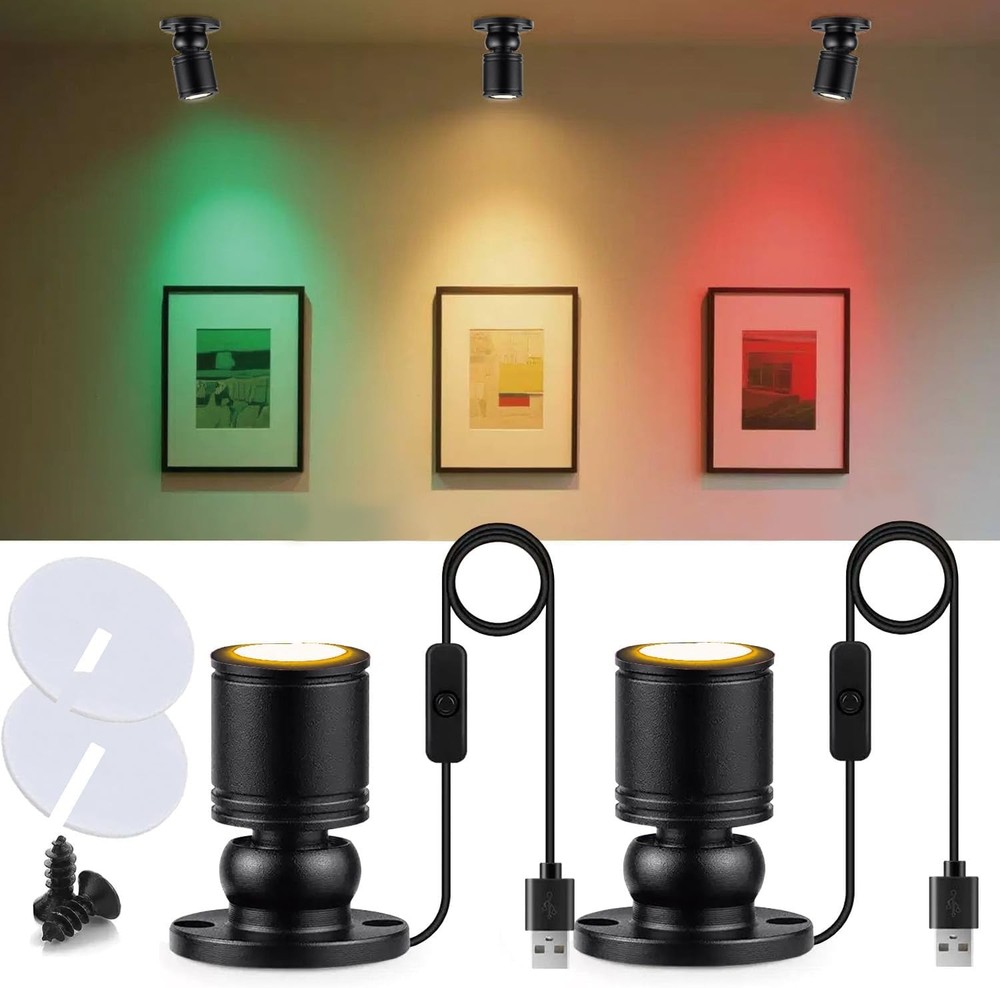 USB Spotlights 2-Pack Mini LED Spotlights 5V USB Powered for Display Case