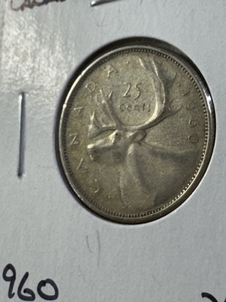 1960 Canada 25 Cents Silver Coin
