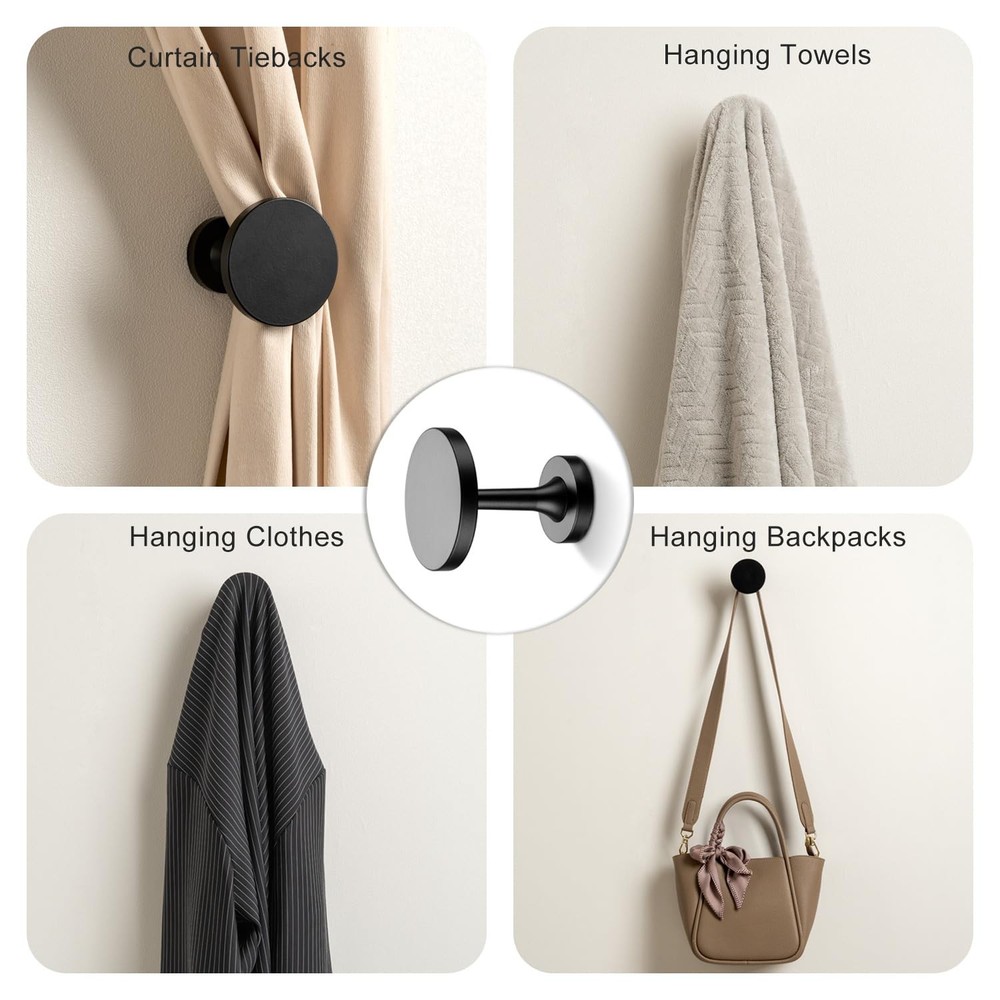 Small Curtain Holdbacks - 2 Pack, Black Curtain Tiebacks Hooks Wall Mounted, ...